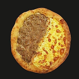 İkisi Bir Arada Yuvarlak Pide (Kıyma-Kaşar)